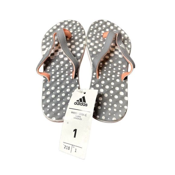Youth Adidas Eezay Dots Flip flops size 1 NWT - Picture 2 of 3